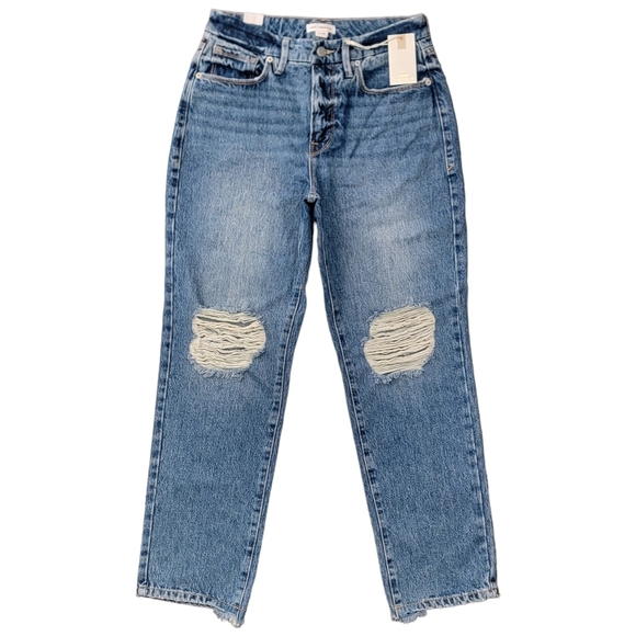 Good American Vintage Straight Leg Distressed Blue Jeans Womens Size 4/27 NWT - Picture 1 of 15
